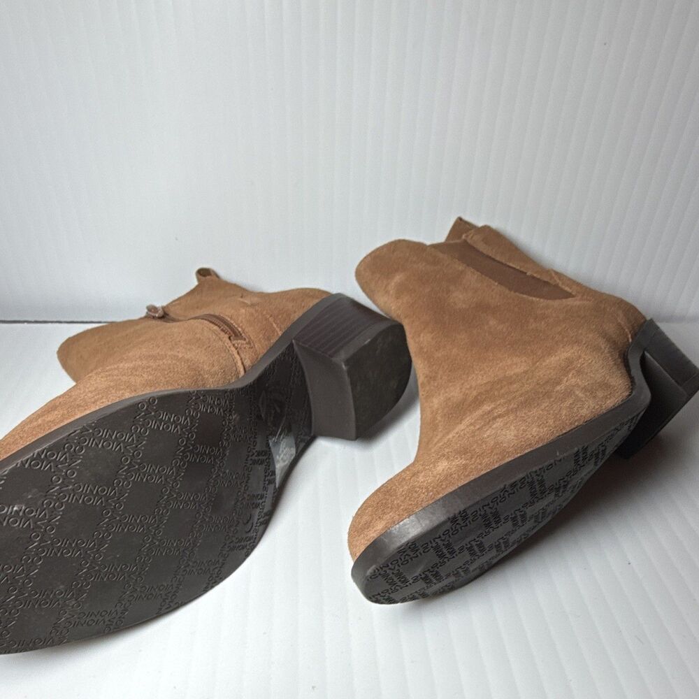 Vionic Roseland Brown Suede Ankle Bootie Round Toe Zip Elastic Gore Women's 7 M - Picture 8 of 10